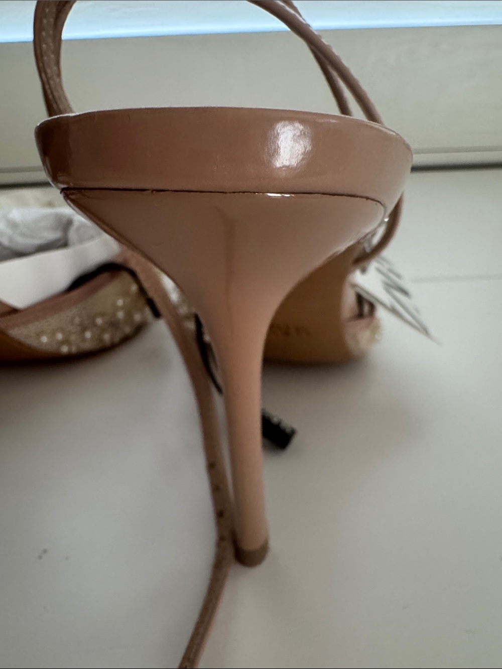 ZARA Rose Gold Sequin Pointed Slingback Heels - Picture 8 of 10